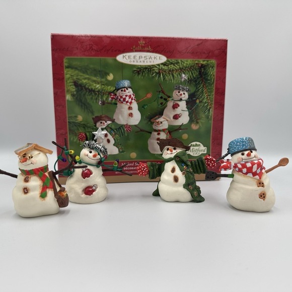Hallmark Other - Hallmark 2001 Mitford Snowman Jubilee Christmas Ornament Set 4 Box Dated QX2825